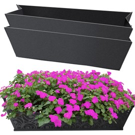 2PCS 30Inch Rectangle Window Box Liner Felt Planter Basket Liner Insert Black Plant Container Liners Non Woven Fabric Liner for Garden Fence Wall Railing Hanging Flower Pot - Avoid Bird Nesting