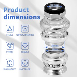 Headset 1 1/8 Bicycle Parts Diameter 22.2 mm - Headset Cap Threaded Headset Set Preassembled with Rubber Seal and Ball Bearings Suitable for Diameter 25.4 mm Bicycle Fork, City Bike and Trekking Bike