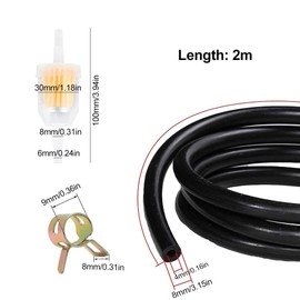 Motorcycle Fuel Hose Kit, 4 mm Fuel Hose, 13 Pieces Fuel Hose Set, Fuel Gas Line Kit, 2 m Petrol Hose Lawn Mower, Petrol Hose, Universal Petrol Hose Kit