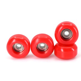 Teak Tuning CNC Polyurethane Fingerboard Bearing Wheels, Red - Set of 4 Wheels - Durable Material with a Hard Durometer
