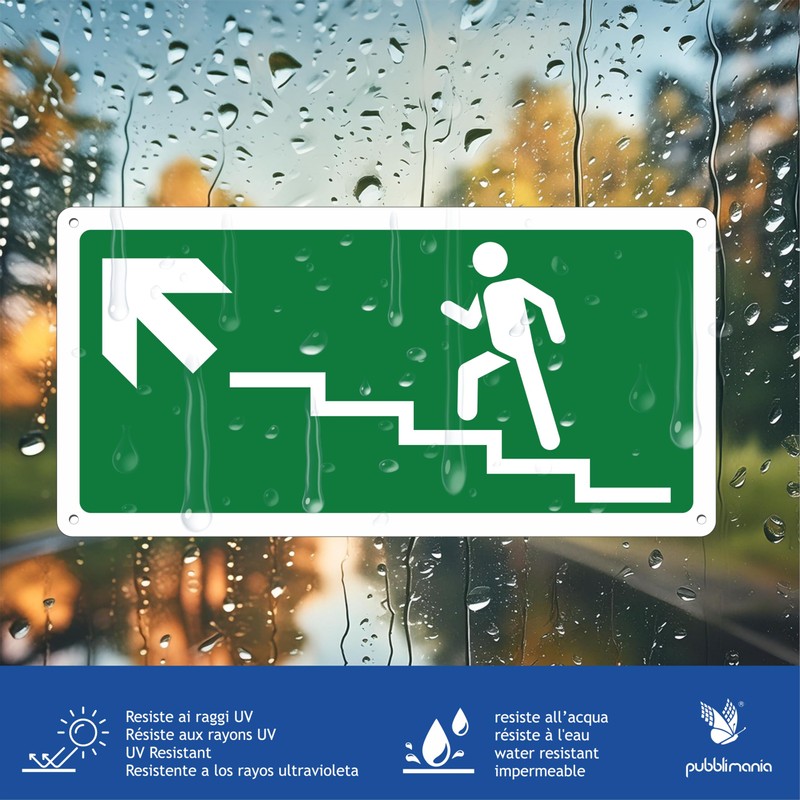 Pubblimania Staircase Ascent Left Emergency Exit | Aluminium Composite Sign