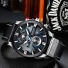 CURREN Mens Luxury Chronograph Large Dial Leather Waterproof Sport Army