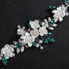 Rumtock White Flower Silver Leaves Green Rhinestone Headband for Wedding