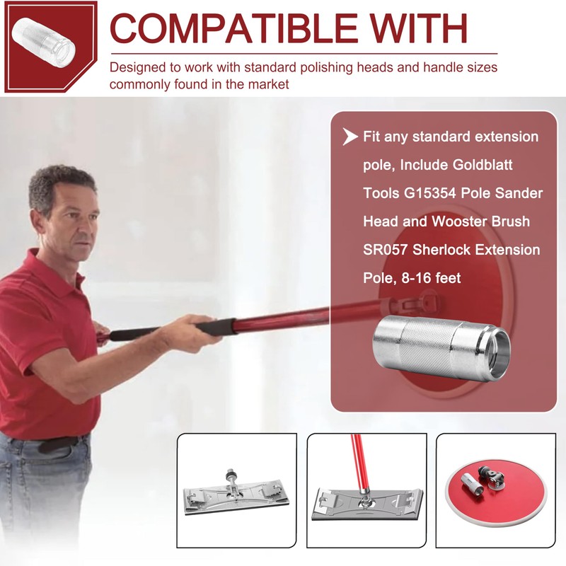 Aluminum parts Sanding Pole Adapters, Connect Wood Handles (paint pole)