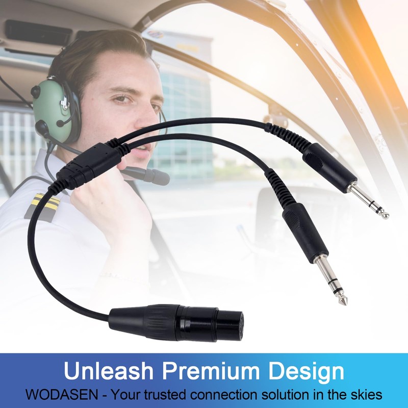 WODASEN Aviation Headset Adapter for Airbus XLR 5 Pin Head