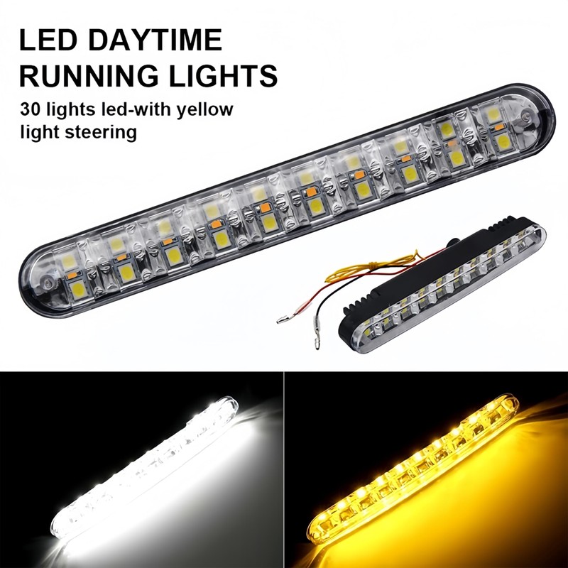 White LED DRL Fog Light+Amber Turn Signal Compatible with Polaris