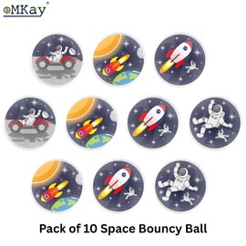 eMKay® Pack of 10 Space Bouncy Balls – Jet Balls (3.3cm) – 4 Assorted Outer Space Designs – Party Bag Fillers, Loot Bag Prizes & Fun Toys for Kids