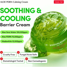 EQQUALBERRY ALOE PDRN Calming Cream 7% Aloe PDRN & 10% Aloe Vera Water + 5-Cica Cooling Gel Moisturizer for Oily Skin, Barrier Repair & Blemish Marks Korean Skincare (1.69 fl.oz / 50ml)