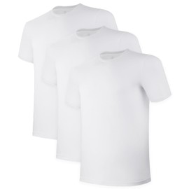 BAMBOO COOL Men's Undershirt Moisture-Wicking T-Shirts Stretch Crewneck Soft Tees for Men,3 Pack(M) White
