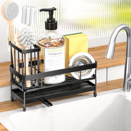 masadi masadi Sink Organizer Caddy Countertop for Kitchen, Black Dish Sponge Holders, Instant Dry Brush Holders, Kitchen Storage Organziation Essentials and Decor