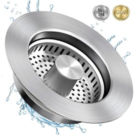 3 in 1 Kitchen Sink Drain Strainer - Metal 304 Stainless Steel, Upgraded Kitchen Sink Stopper, Fast Drainage Odor Filter for US Standard Kitchen - Color: Silver-1pack