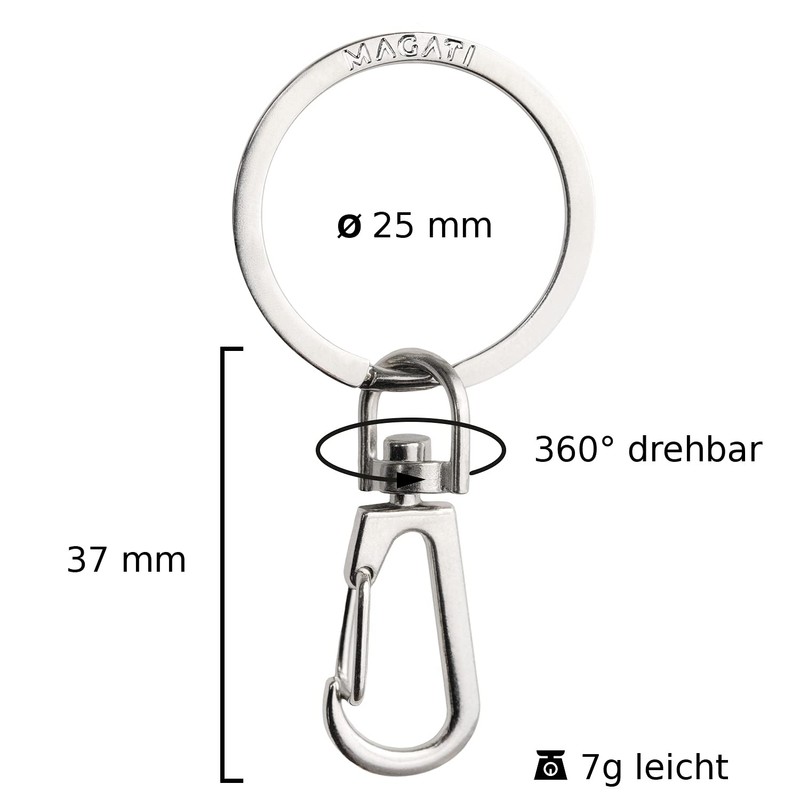 MAGATI Carabiner Key Ring with Rotating Key Ring - Compact