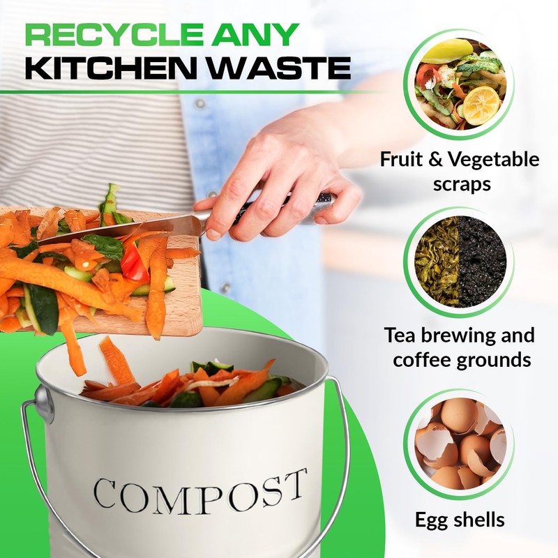 Plexon Countertop Compost Bin Kitchen, Kitchen Compost Bin 1.3 Gallon,