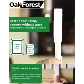 OakForest 100 Strips (50 Pairs) X- Large | Picture Hanging Strip | DamageFree | Heavy Duty Without Nails | Adhesive Strips | for Décor 3.6"x0.8" | White