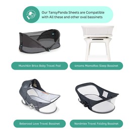 TansyPanda Bassinet Sheets for Munchkin Brica Pod, 4moms MamaRoo, Nordmiex, Beberoad Travel Bassinet, 3PC, 18 x 30 Inch, Ultra Soft, Breathable, Snug Fit, Unisex Boys and Girls (Moon, Stars, Clouds)