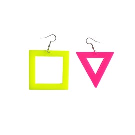 MIAIULIA Women Fashion Retro 1980s Style Costume Earring Funny Weird Geometric Neon Earring(Rose Triangle Yellow Square)