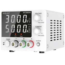 HYELEC Variable DC Power Supply, 0-30V 0-10A, Bench Power Supply with Encoder Knob, 4-Digit LED Display, Digital Calibration, USB and Type-C Charging