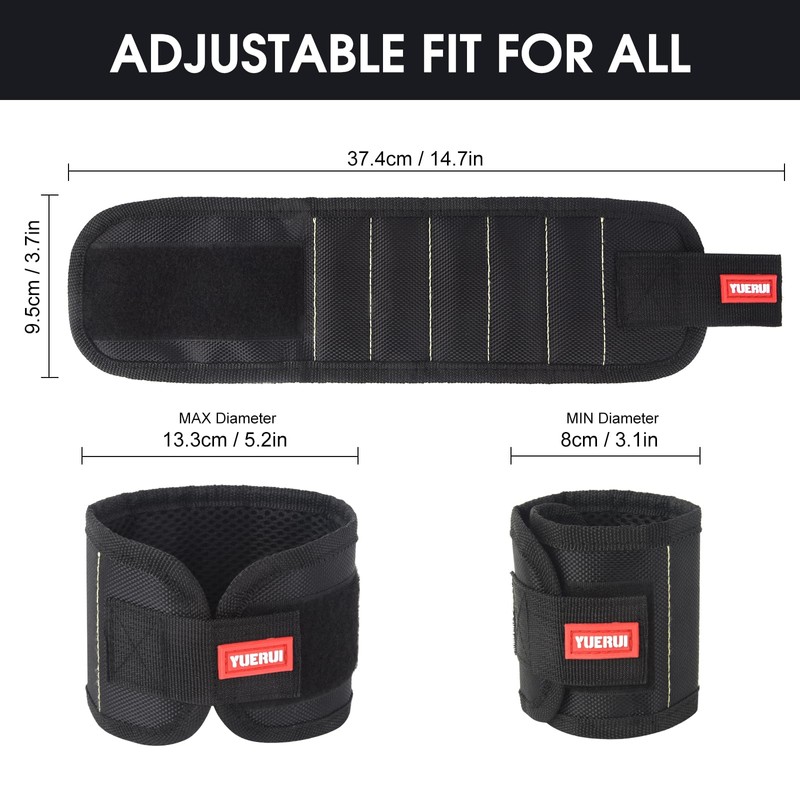 Magnetic Wristband for Tools with Powerful Magnets for Holding Screws