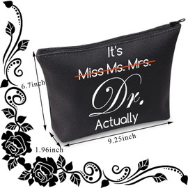PHD Graduation Gift PHD Candidate Survivor Gift Doctorate Degree Gifts It's Miss Mrs Ms Dr Actually Funny New Doctor Cosmetic Makeup Bag(It Dr Actually blU)