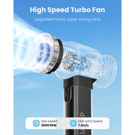 Gaiatop Portable Handheld Turbo Fan, 1-100 Adjustable High Speeds, 3-20Hrs Cooling Times, 4800mAh USB Rechargeable Portable Small Hand Fans with Lanyard for Outdoor, Travel, Home, Make Up, Black
