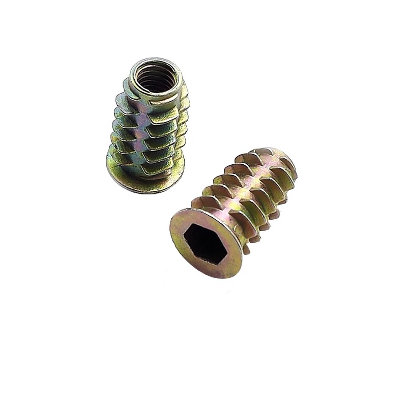 20x M6 x 20mm Furniture Hex Drive Flat Head Nuts