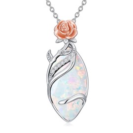 YYB Opal Necklaces for Women Simple Infinity Love October Birthstone Rose Pendant Necklace Fine Jewelry Christmas Valentine Mothers Day Birthday Gifts for Women Her Wife Girlfriend