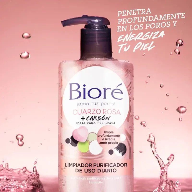 Bioré Limpiador Facial Cuarzo Rosa Y Carbón Antiacné 200ml