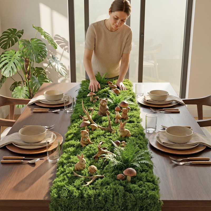 Betylifoy Moss Table Runner Fake Moss for Crafts Artificial Moss