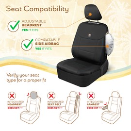 C&C Napa Leatherette 2 Front Seat Covers – Faux Leather Car Seat Protectors for Cars & Trucks – UV-Resistant, Easy to Clean, Semi-Universal Fit – Stylish Coastal Design for Summer Car Interior Upgrade