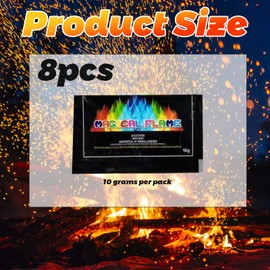 8pcs Fire Colour Changing Powder, Colour Flames for Fire Pit, Magic Fire Sachets for Outdoor Camping and Parties, 10g Packets for Vibrant Flame Effects