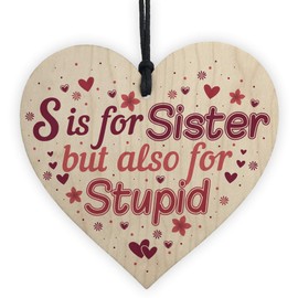 RED OCEAN Annoying Sister Gift For Big Sister Adult Wooden Heart Sister Gift Funny Birthday Keepsake Plaque