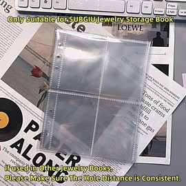 Jewelry Book Binder Pages Earring Storage Book Clear Sided Refill Inner Pages 6 Ring Binder 160 Pockets (Small Grid, 20 Supplementary pages)