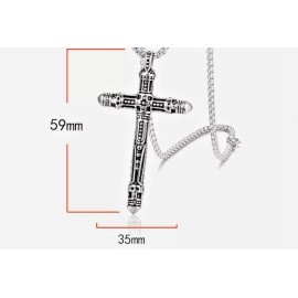 Fashion Jewelry Large IRISH CELTIC VIKING CROSS Pendant 24" 925 Sterling Silver Necklace Men
