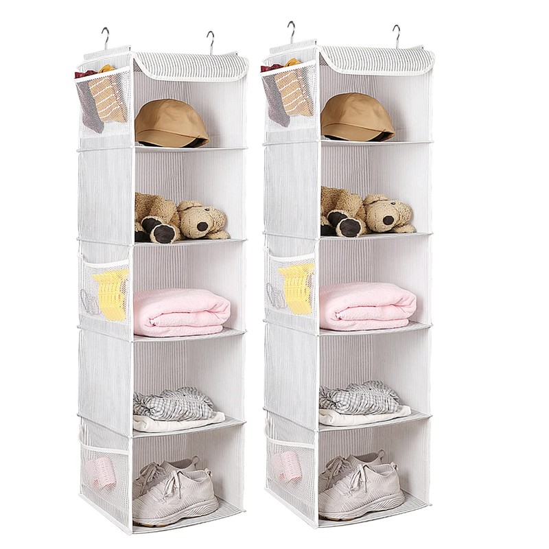 BrilliantJo 5 Shelves Hanging Closet Organizer, 2 Pack Hanging Storage
