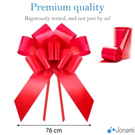 Jonami Car Bow, Large Gift Bow, Giant Bow, XXL 76 cm for Car, Red Car Bow, Large Giant Bow, 18th Birthday, Car, Red, Diameter 76 cm