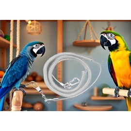 HEEPDD Correa de Vuelo para Loros y Aves, 6 Metros Kit de Entrenamiento Antimordida con Arnés y Anillas (8.5mm), Resistente y Ligero para Paseos Segur