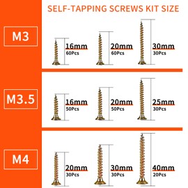 360PCS Wood Screws Kit, 304 Stainless Steel Assortment – M3, M3.5, M4 Self Tapping Screws, Multi Use High Performance for DIY, Furniture, Woodworking & Repairs