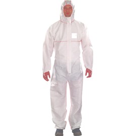 Ansell AlphaTec Bodysuit, Disposable Jumpsuit with Hood, Chemical Protection, Industrial Protective Clothing for Men and Women (Pack of 1), White