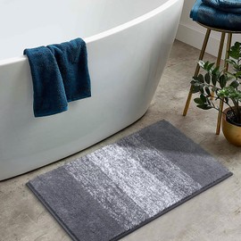 Enyhom Bath Mats for Bathroom 45 x 65 cm Grey Non Slip Absorbent Bathroom Rug Machine Washable Super Soft Luxury Bathroom Floor Mat
