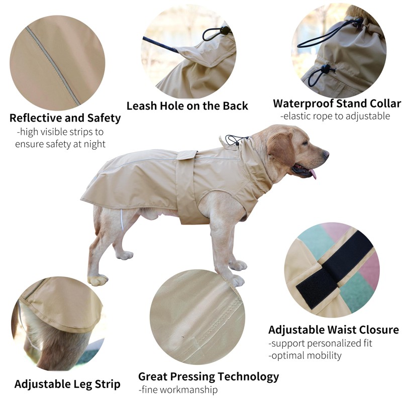 Adjustable Waterproof Dog Raincoat for Dogs,Lightweight Pet Rain Jacket Puppy