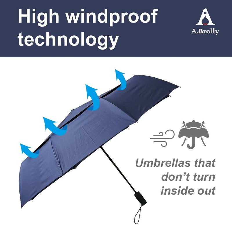 A.Brolly Edinburgh Large Windproof Travel Umbrella - Black, 54 Inch