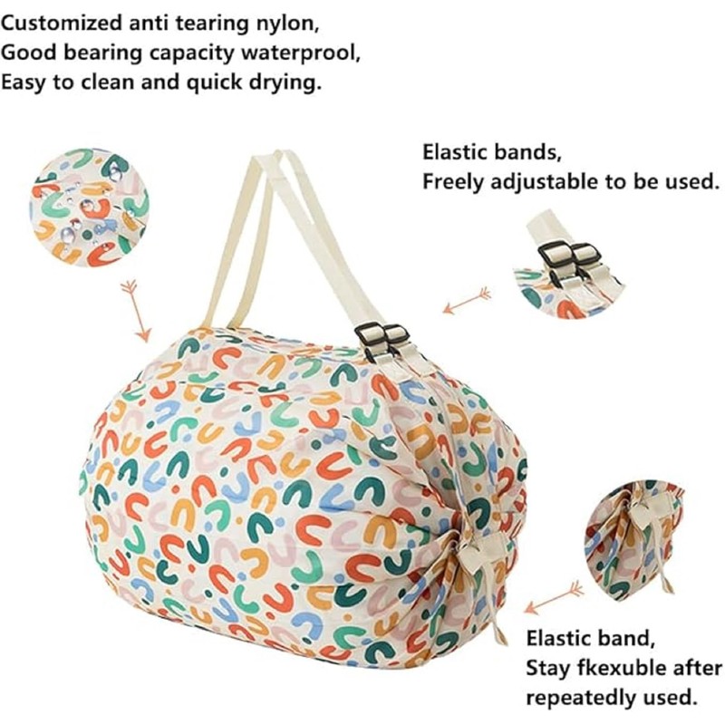 Reusable Shopping Bags, Foldable Grocery Storage Tote, Waterproof Oxford Cloth