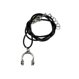 Miniblings Headphone Chain Necklace DJ Music Band Headphones Acrylic Glass Silver Leather Handmade Fashion Jewellery Link Chain Silver-Plated, Metal
