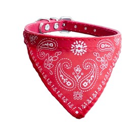 Newtensina Mode Hundebandana Halsband HundeHalsband Junge Mittel Bandana Hündchen Bandana mit Halsband für Hunde - Red - S