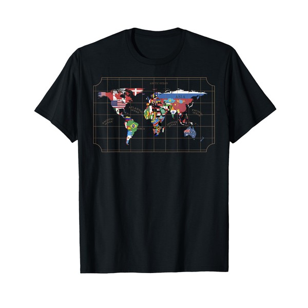 World Flag Map Atlas Of Nations Gift Design Idea T-Shirt