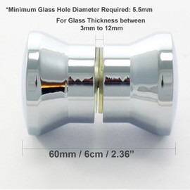 Di Vapor (R Solid Metal Shower Door Knob Chrome Handle 3cm x 4.2cm (Not Hollow)