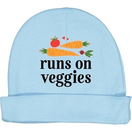 inktastic Vegetarian Runs on Veggies Baby Beanie Hat Large Light Blue 2e157