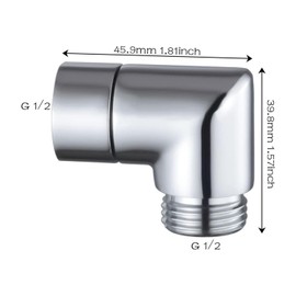 ANBOO 90 Degree Hand Shower Adapter, 1/2 Inch Shower Arm Angle Connector Made of Solid Brass with Seal, for Hand Showers Wall Showers Shower Filter Connection (Silver)