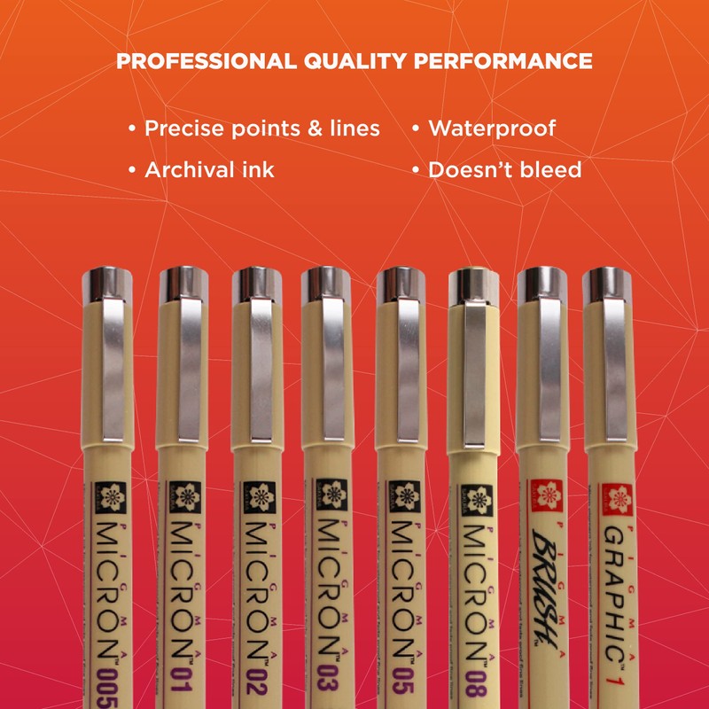 Sakura Pigma Micron Fineliner Pens - Archival Black Ink Pens