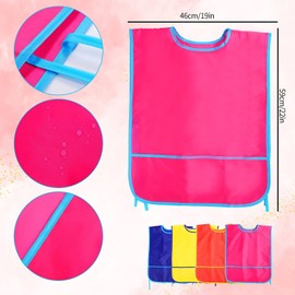 NANASO 4Pack Smock for Kids,Children Waterproof Art Smock Painting Feeding, Kids Painting Apron Handwork, Cooking, Toddler Paint Smock for Age 3-6 Years Gifts with 3 Roomy Pocket